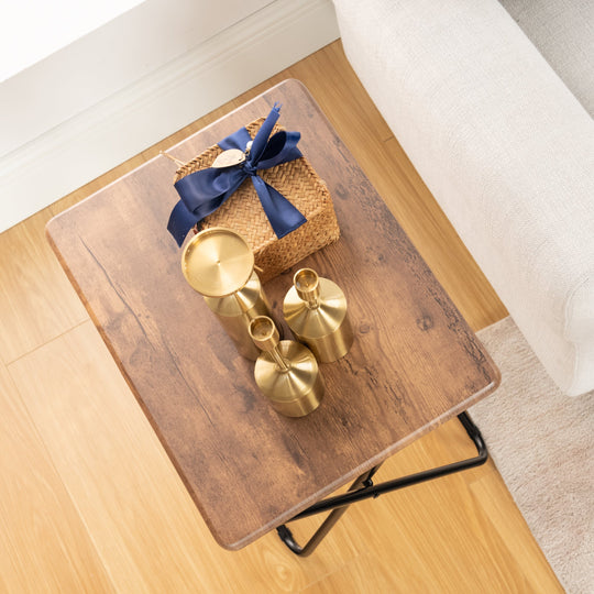 Joey modern foldable side tables set of 2 with marble or walnut top