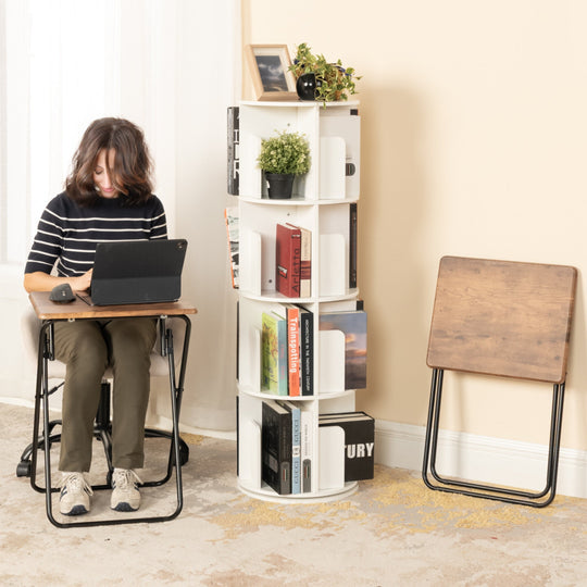 Joey modern foldable side tables set of 2 with marble or walnut top