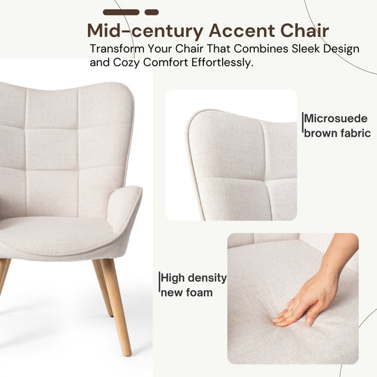Kanas Stylish Modern Wingback Chair-HOMY CASA
