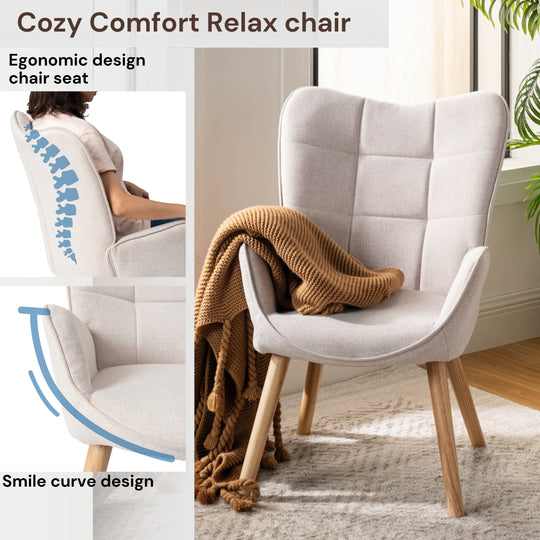 Kanas Stylish Modern Wingback Chair-HOMY CASA