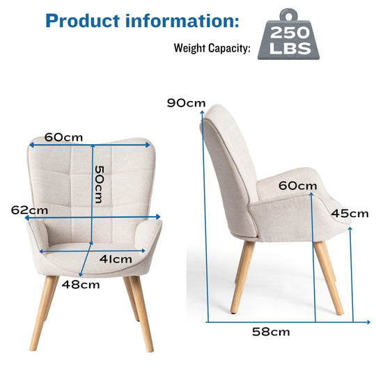 Kanas Stylish Modern Wingback Chair-HOMY CASA