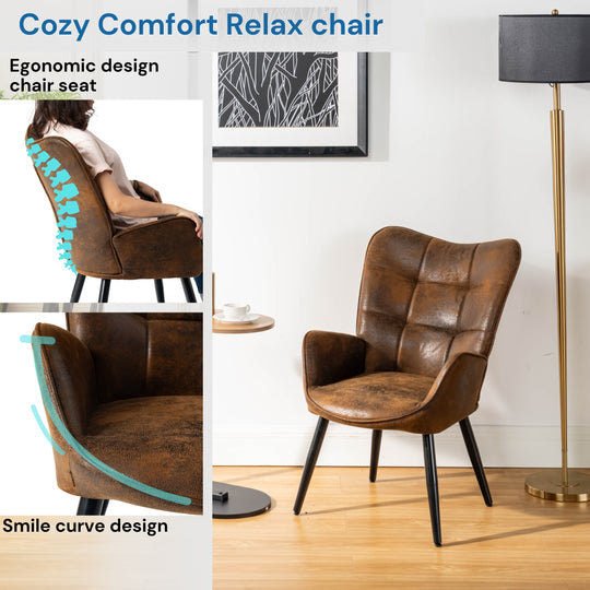 Kanas Stylish Modern Wingback Chair-HOMY CASA