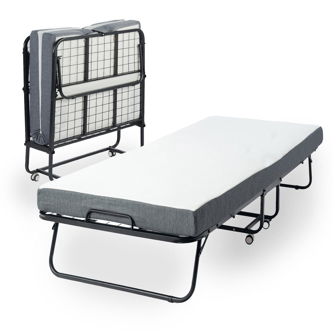 Karen Comfortable Folding Bed with Mattress, Space-Saving Design for Guests-HOMY CASA 