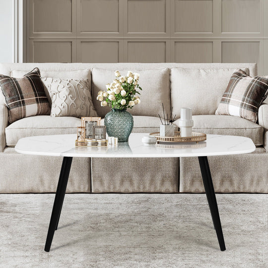 Kenna Faux Marble Metal Feet Coffee Tables