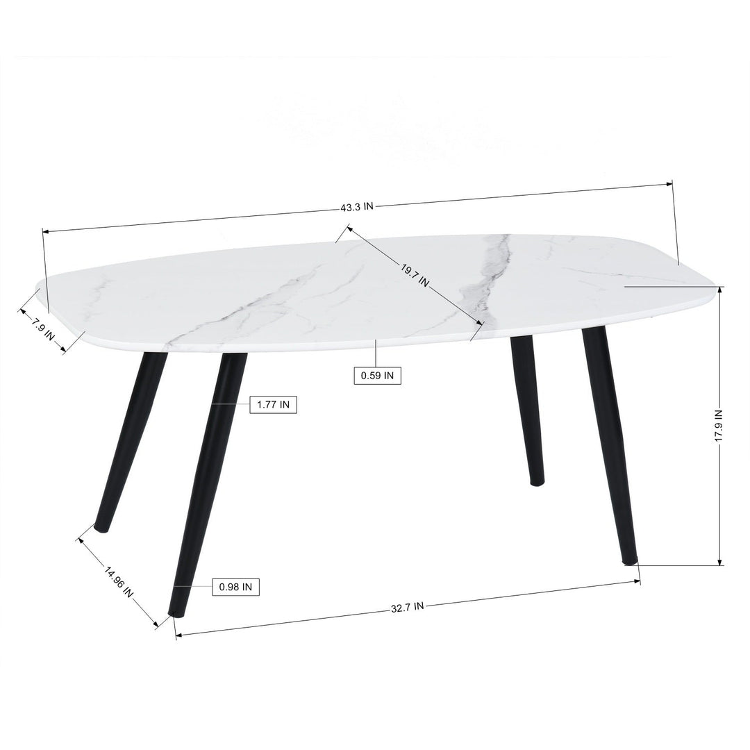 Kenna Faux Marble Metal Feet Coffee Tables