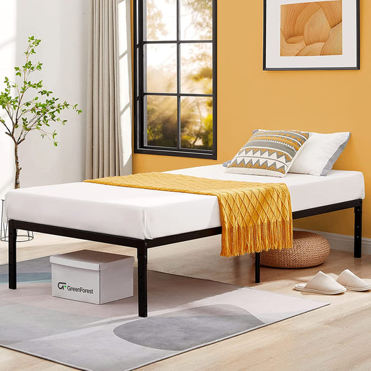 Kiela Industrial Platform Bed Frame – Sleek Black, Twin & Full Sizes