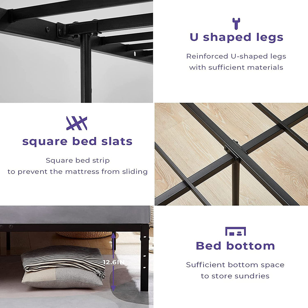 Kiela Industrial Platform Bed Frame – Sleek Black, Twin & Full Sizes