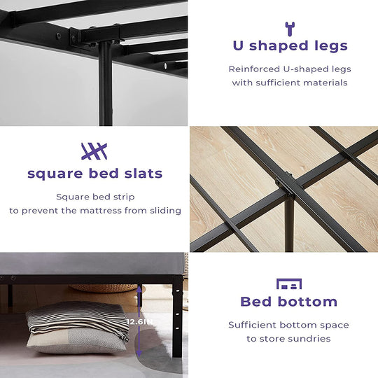 Kiela Industrial Platform Bed Frame – Sleek Black, Twin & Full Sizes
