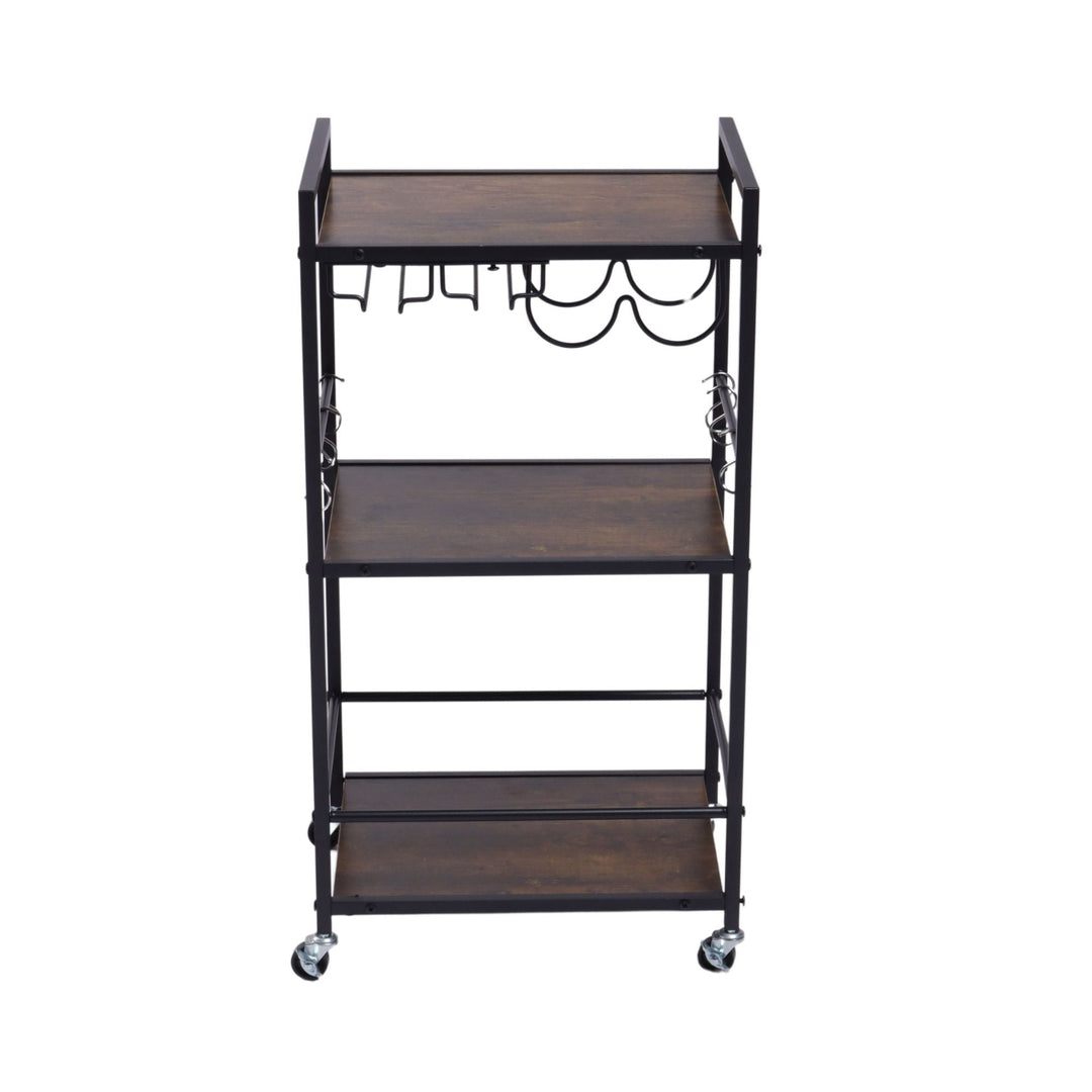 rolling kitchen cart, storage cart with drawer and shelves for home or dining