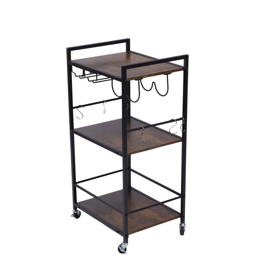 rolling kitchen cart, storage cart with drawer and shelves for home or dining