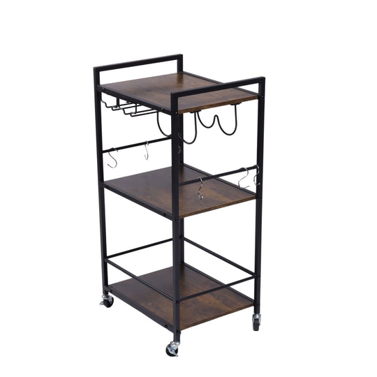 rolling kitchen cart, storage cart with drawer and shelves for home or dining