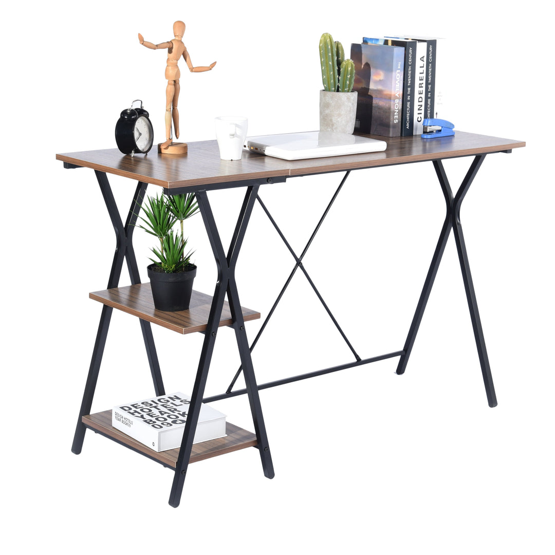 Maddie Home Office Writing Desk with Storage Shelves-HOMY CASA