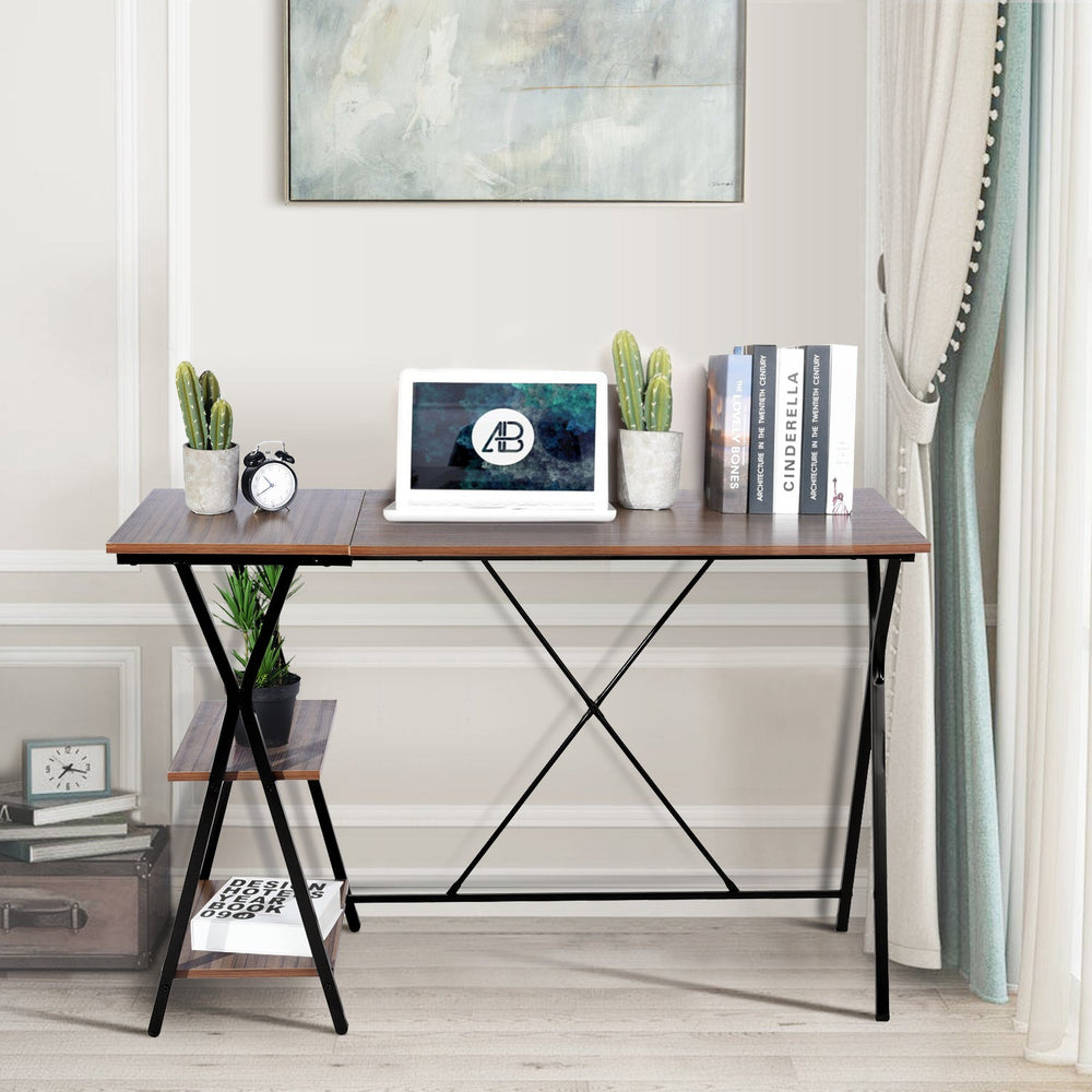 HomyCasa 47.2 In. Home Office Writing Desk with Storage Shelves - HomyCasa