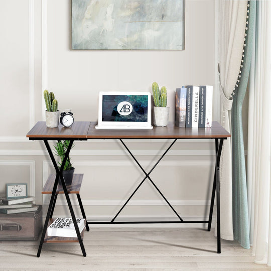 HomyCasa 47.2 In. Home Office Writing Desk with Storage Shelves - HomyCasa