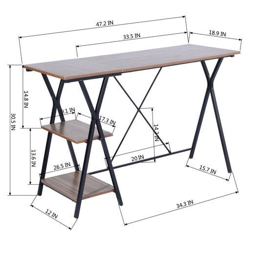 HomyCasa 47.2 In. Home Office Writing Desk with Storage Shelves - HomyCasa
