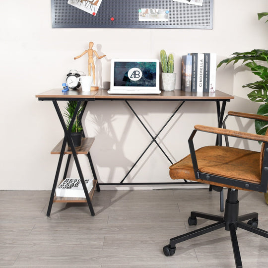 HomyCasa 47.2 In. Home Office Writing Desk with Storage Shelves - HomyCasa