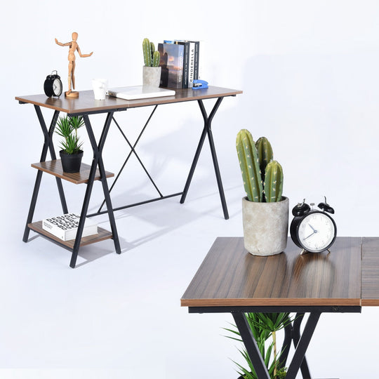 HomyCasa 47.2 In. Home Office Writing Desk with Storage Shelves - HomyCasa