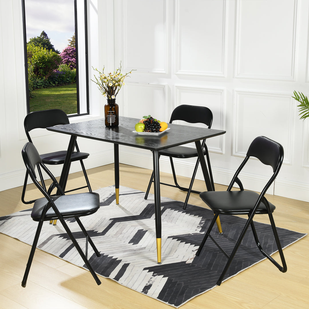 Mango Black faux leather Folding Dining Chair Set ,Space-saving