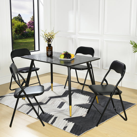 Mango Black faux leather Folding Dining Chair Set ,Space-saving