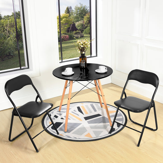 Mango Black faux leather Folding Dining Chair Set ,Space-saving