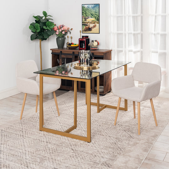 Mayfair Comfortable Armrest Dining Chairs with metal Legs, Stylish and Versatile-HOMY CASA