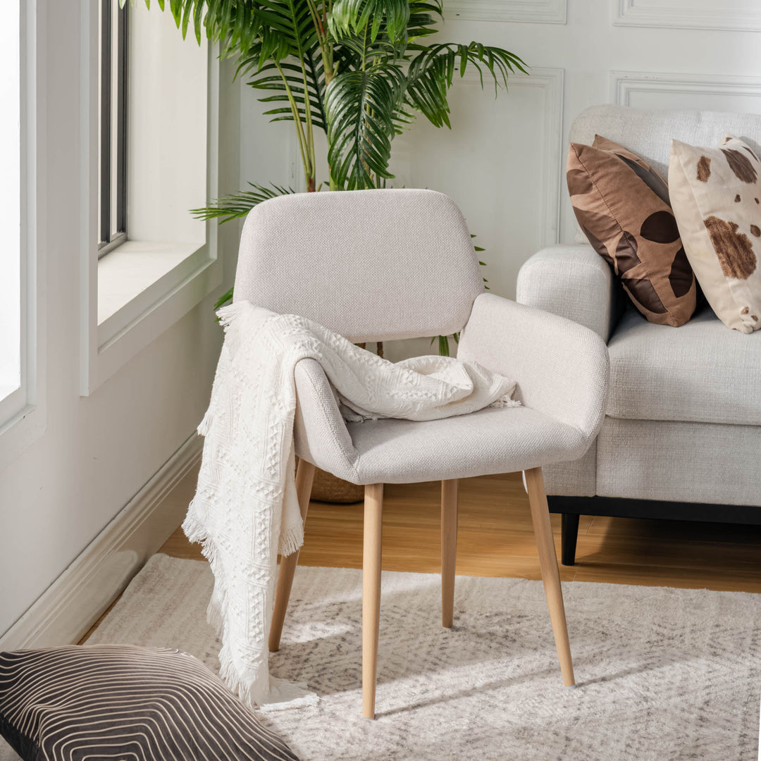 mayfair dining chair - beige fabric upholstery - light wood legs modern style