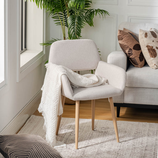 mayfair dining chair - beige fabric upholstery - light wood legs modern style
