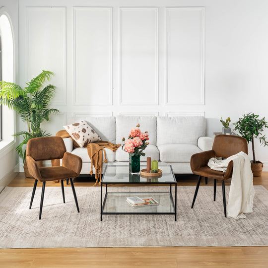 Mayfair Comfortable Armrest Dining Chairs with metal Legs, Stylish and Versatile-HOMY CASA 
