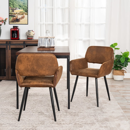 Mayfair Comfortable Armrest Dining Chairs with metal Legs, Stylish and Versatile-HOMY CASA 