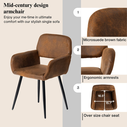 Mayfair Comfortable Armrest Dining Chairs with metal Legs, Stylish and Versatile-HOMY CASA 