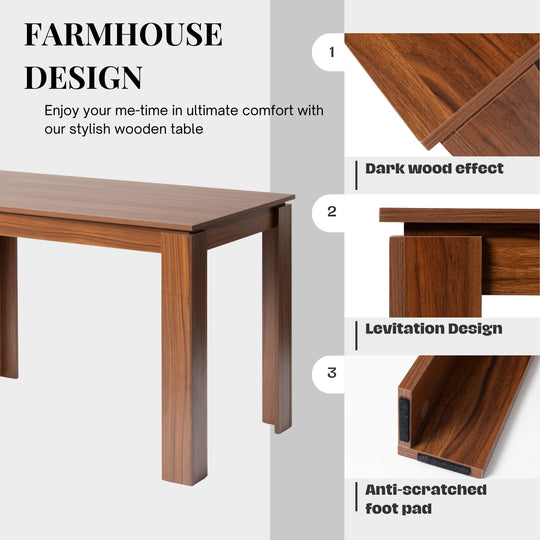 Musk Modern Brown Dining Table, Perfect for Dining Rooms and Minimalist Spaces-HOMY CASA