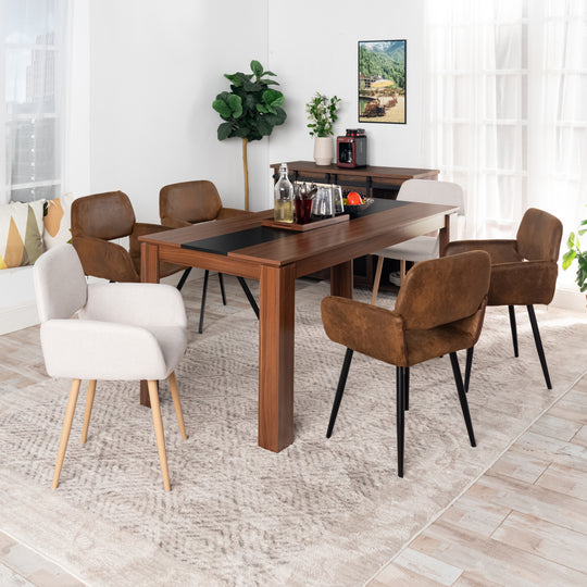 Musk Modern Brown Dining Table, Perfect for Dining Rooms and Minimalist Spaces-HOMY CASA