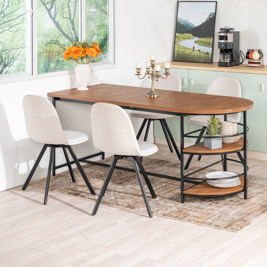 Nimble Modern Half-Moon breadfast table Stylish Oak Finish-HOMY CASA