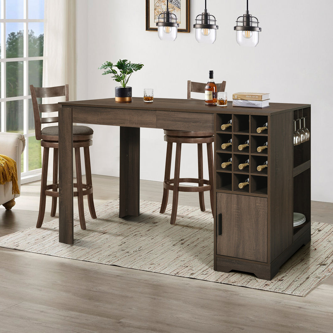 Kitchen Bar Table with Storage Shelves For Kitchen,Dining Room-HomyCasa