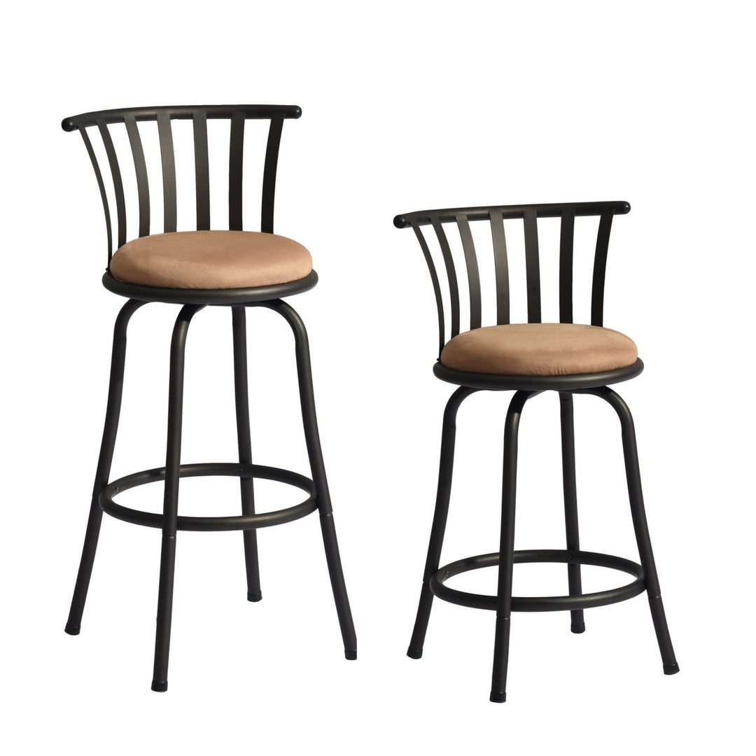 pistil adjustable barstool - brown microsuede upholstery - chrome metal base modern style