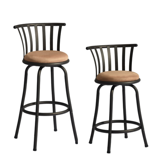 pistil adjustable barstool - brown microsuede upholstery - chrome metal base modern style