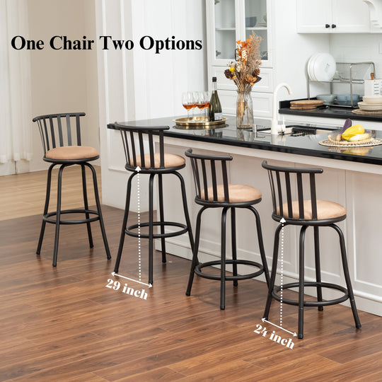 Pistil American Farmhouse Black Metal Bar Stools with Cushion-HOMY CASA