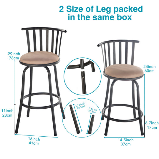 Pistil American Farmhouse Black Metal Bar Stools with Cushion-HOMY CASA