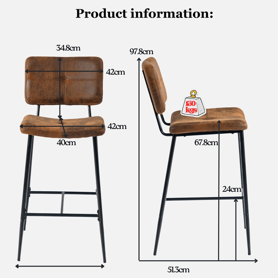 Pomona Stylish Durable 26-Inch Bar Stool With Microsuede Brown Upholstery-HOMY CASA