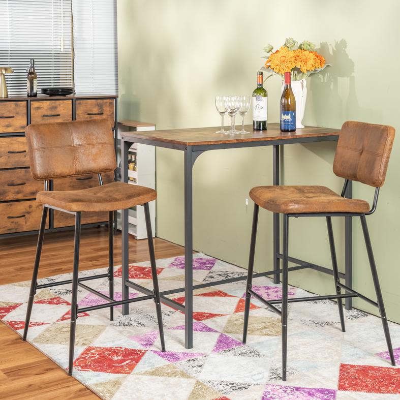 Pomona Stylish Durable 26-Inch Bar Stool With Microsuede Brown Upholstery-HOMY CASA