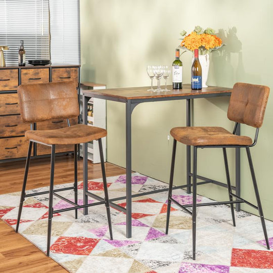 Pomona Stylish Durable 26-Inch Bar Stool With Microsuede Brown Upholstery-HOMY CASA