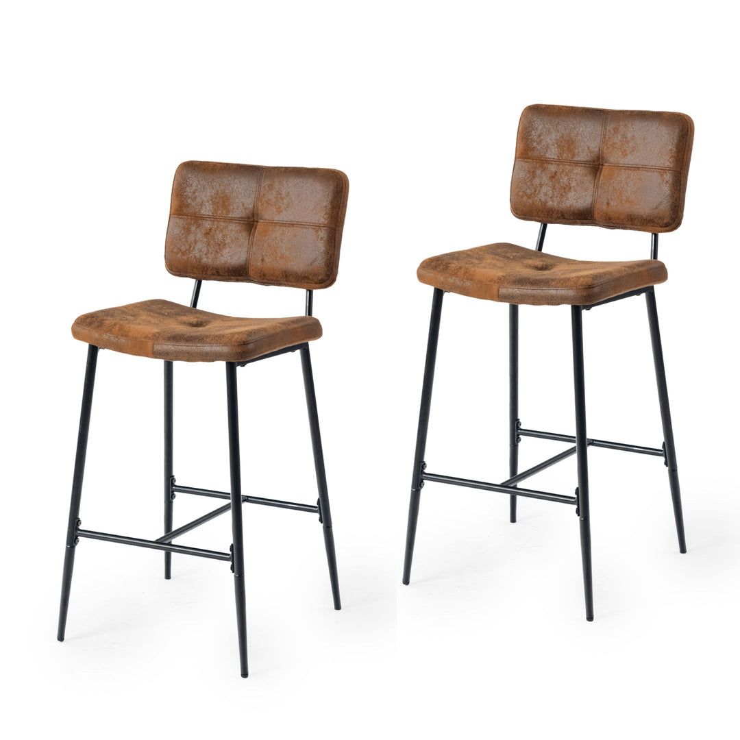 pomona counter stool - gold stamping foil microsuede fabric - black metal frame modern style