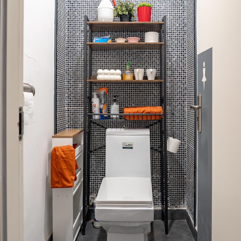 over-the-toilet storage rack, bathroom organizer with multiple shelves