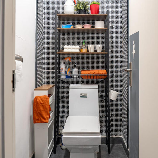 over-the-toilet storage rack, bathroom organizer with multiple shelves