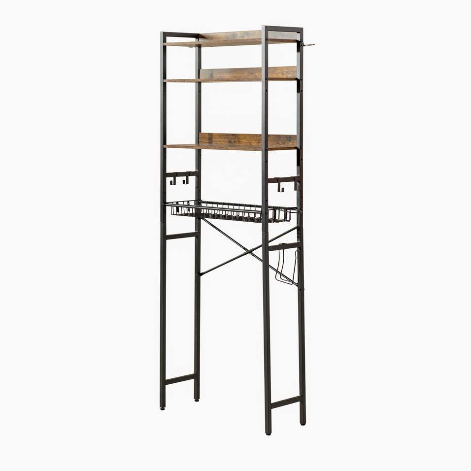 over-the-toilet storage rack, bathroom organizer with multiple shelves