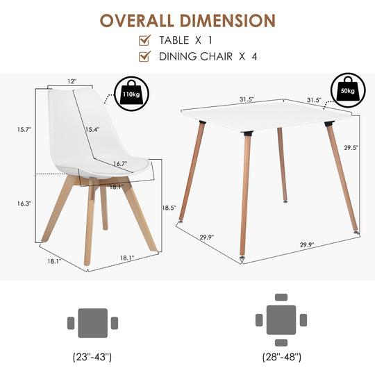 43.3闁?Wooden Dining Table - HomyCasa