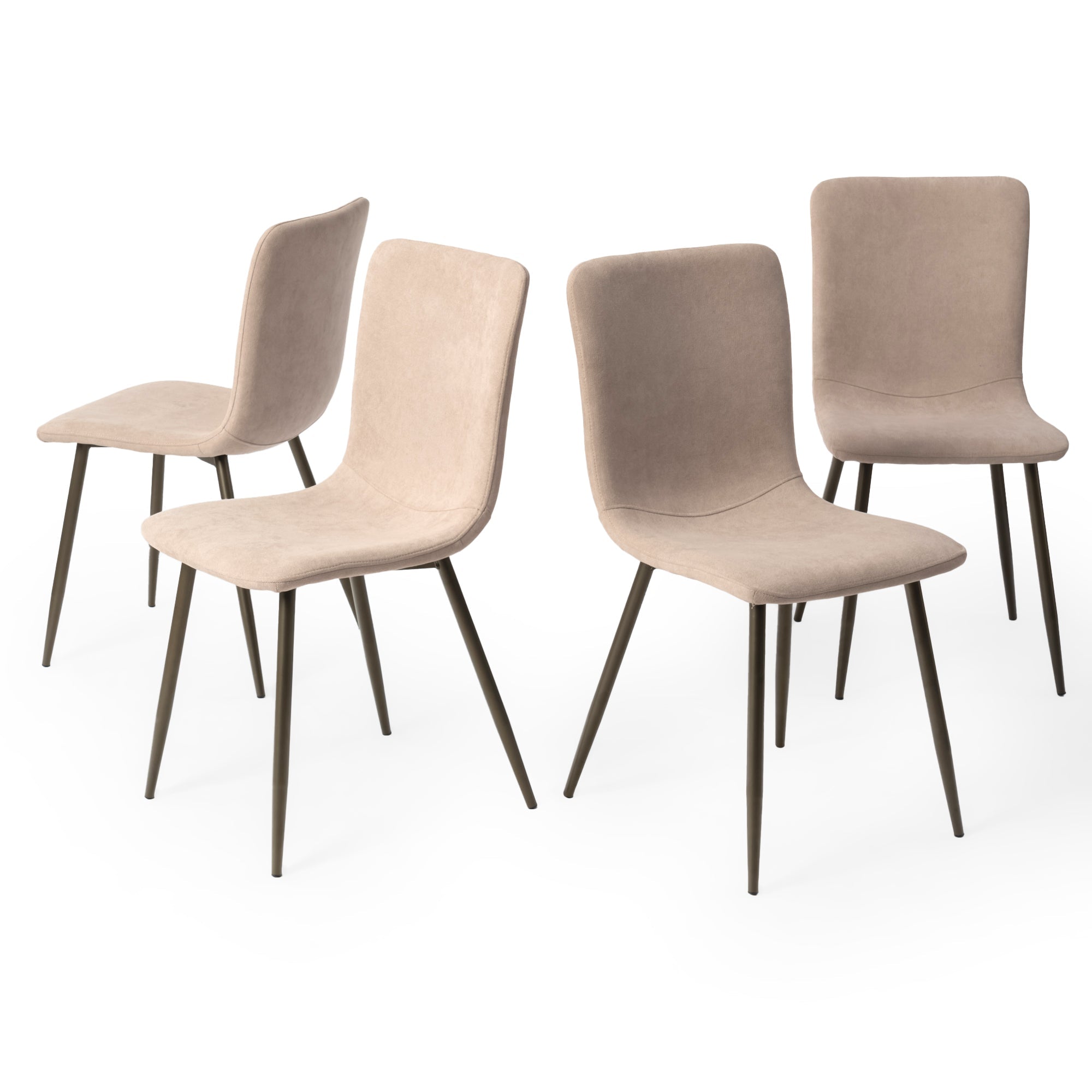 scargill dining chair - beige fabric upholstery - bronze metal legs modern style
