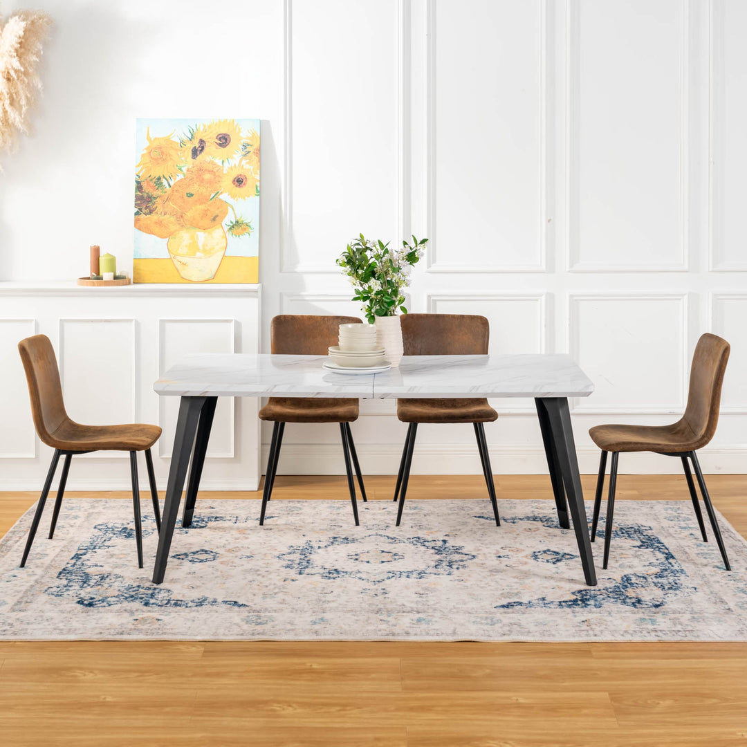 Scargill Beige Dining Chair – Upholstered Seat, Metal Legs, Modern