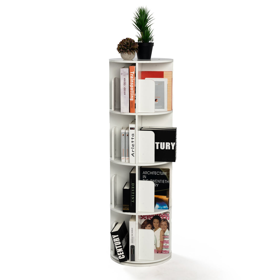 swivel storage bookshelf - compact and versatile design - easy to access multiple sides - ideal for small spaces - perfect for books and decor