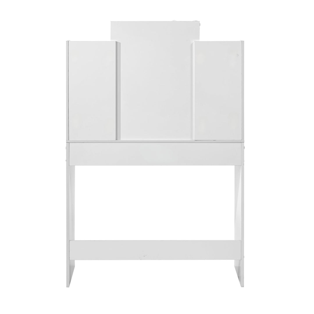 Slan Modern White Vanity Set with 7 Colors LED Mirror & Stool